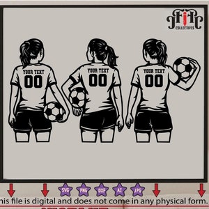 Three Soccer Players| Personalized Name | Soccer  Girl Player Svg | Soccer  Player Svg | Soccer Girl Svg | Soccer Shirt