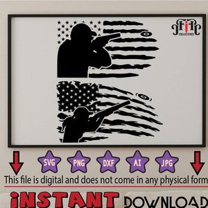 Trap Shooting US Distressed Amerikanische Flagge Tontaube SVG, Clay Ziel SVG-Datei, Trapshooting SVG, Skeet Shooting SVG, Instant Download