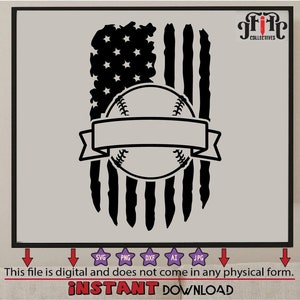USA Flag Baseball SVG | American Base Ball T-Shirt Sticker Decal | Cricut Cut File Silhouette Cuttable Clipart Vector Digital Dxf Png Eps Ai