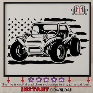 US Flagge Dune Buggy, Sand Buggy svg png JPG Clipart Digital Cut Datei-Download für Cricut Silhouette Sublimation