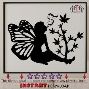 Fata SVG, fata Silhouette SVG, Smoking Weed svg, fata Smoking Weed SVG, fata Cricut, fata vettoriale, farfalla Svg, Cannabis Svg