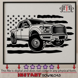 US Flag Pickup Truck Offroad 4 Door Lifted Trucks, Pickup Truck Files for Cricut and Silhouette, Dxf, Png, Vector