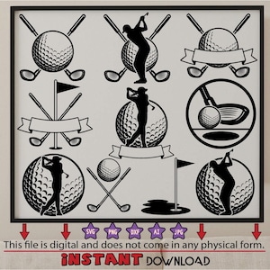 Golf svg bundle, golf monogram svg, split monogram svg, golf name frame, golf club svg, golf ball svg, Cut files for Cricut & Silhouette