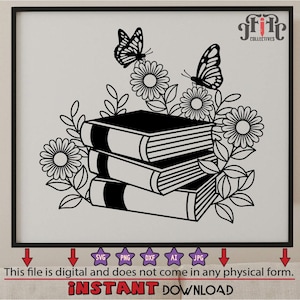 Floral Book SVG, Book Svg, Book with Flowers Svg, Butterflies svg, Flowers Growing Out of a Book, Pretty Book,  Flowers with butterflies