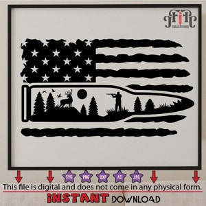 Deer SVG American Flag, Hunting SVG, Distressed Flag Png, Forest SVG, Deer Scene Cut File Cricut, Silhouette, Forest, Patriotic Buck dxf png