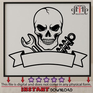Skull Mechanic Svg Png , Skull Svg , Wrenches Svg , Tools Svg , Repair Svg , Bearded Skull Svg , Digital Download , Instant Download