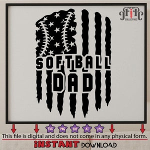 Softball Dad SVG Files | Softball Dad Cut Files | Softball Dad Vector Files | Softball Vector | Softball Clip Art| USA Softball Digital Art