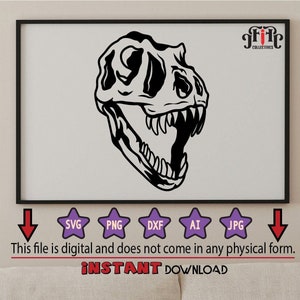 T-Rex Skull SVG | Tyrannosaurus Rex SVG | Dinosaur Head SVG | Dino Svg | Cricut Cutting Files Clipart Vector Digital Download Png Eps Pdf Ai
