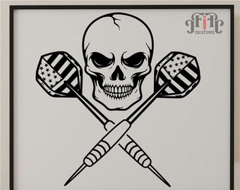 US Dart with skull svg, Darts Team Svg, Dart Game Svg, Darts Clipart, Skull Svg, Skull Dart Svg, Target Svg, Skull Target Cutfile,