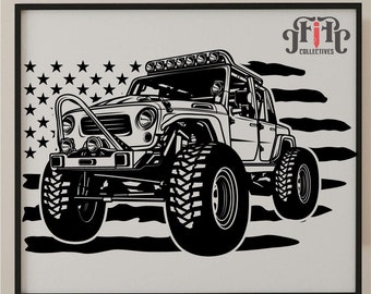 American offroad Svg,terrain Graphics,USA Flag,US terrain,offroad Silhouette,Amarican Flag , 4x4 offroad Clip art,Flag Usa,Cricut Silhouette