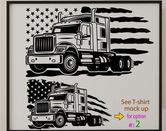 Semi Truck With Flag Svg, Semi Truck Svg, Truck Svg, US Big Truck Clipart, Truck Svg,Truck Cricut, Truck Cutfile,Truck Driver Vector Svg Png