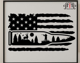 Deer SVG American Flag, Hunting SVG, Distressed Flag Png, Forest SVG, Deer Scene Cut File Cricut, Silhouette, Forest, Patriotic Buck dxf png
