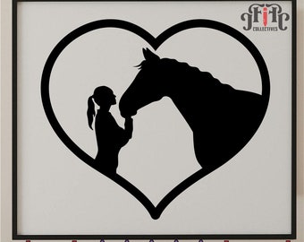 Girl Feeding Horse SVG, Horse Vector Clipart, Horse Lover, Horse Decal, Girl And Her Horse, Horse Silhouette, Pony Clipart, Digital Download