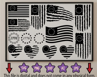 Betsy Ross svg, 1776 svg, bandera estadounidense SVG, 4 de julio svg, patriótico svg, 2da enmienda svg, bandera de betsy ross - Imprimible, Cricut y Silhouette