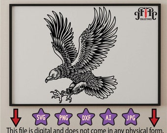 Eagle SVG, American Bald Eagle, Eagle Bird Cut Files For Silhouette, Files for Cricut, Eagle Vector Svg Dxf Png Eps Ai Design