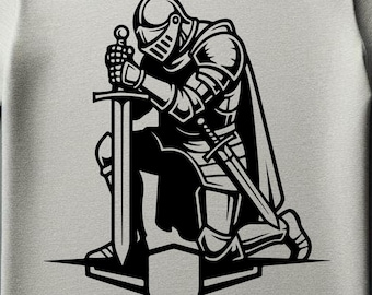Knight Kneeling with Sword SVG | Medieval Warrior Clipart | Knight Silhouette Cut File | Instant Download | Cricut & Silhouette Compatible
