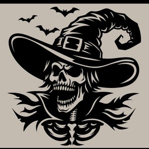 Spooky Witch Halloween Head SVG | Witch Silhouette Cut File | Halloween Craft Design for Cricut & Silhouette