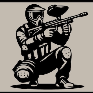 Dynamic Paintball Player SVG | Action-Packed Paintball Silhouette Cut File | Perfect for T-Shirts, Decals & Craft Projects, Paintball Frenzy