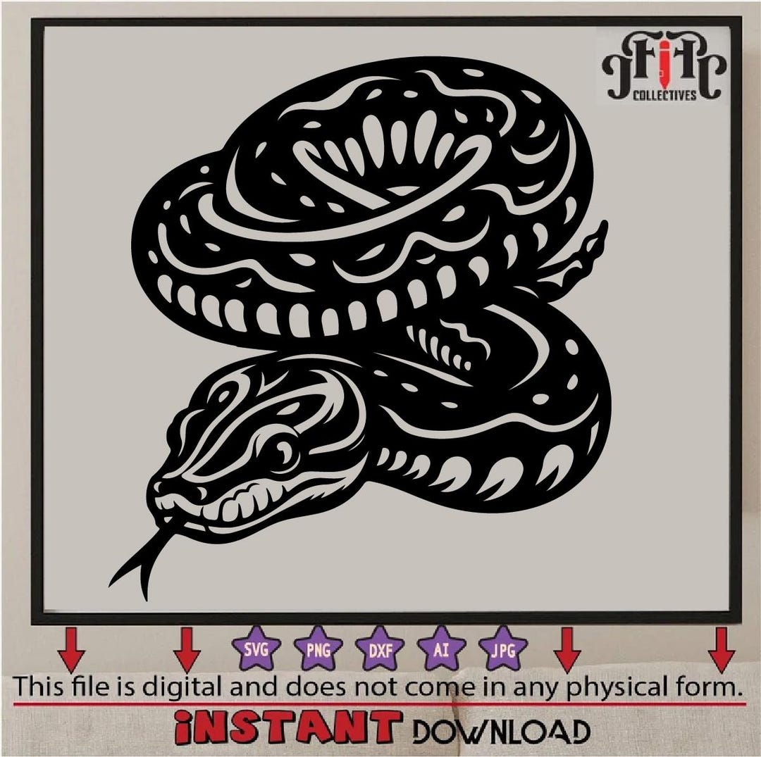 Python Snake SVG PNG Cut Files for Cricut, Silhouette Digital Download ...