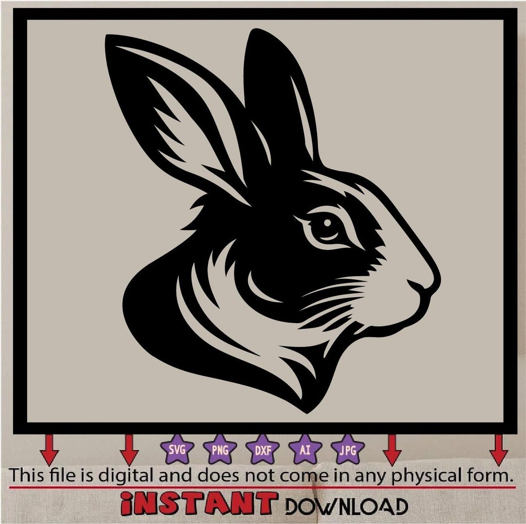 Side Rabbit Vector Design Whimsical Side View Rabbit Head SVG: Add a Touch of Cuteness to Your ...