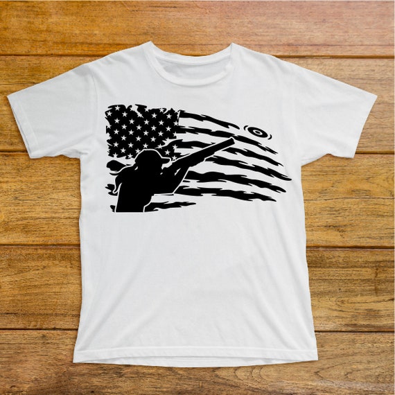 Trap Shooting Clay Pigeon American Flag Distressed T-Shirt Trap Shooting Clay Pigeon American Flag Distressed T-Shirt