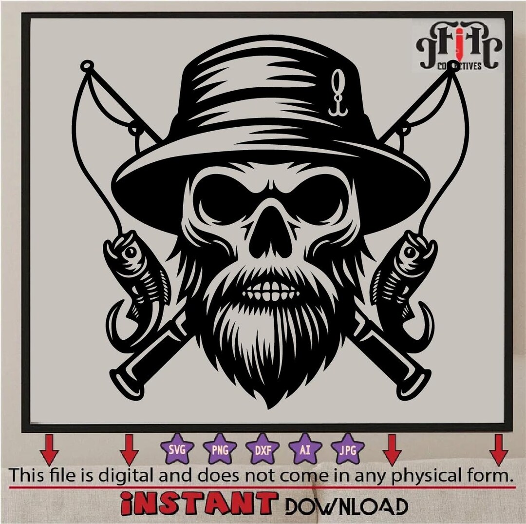 Catch of the Day: Fisherman Skull SVG - Perfect for Fishing Enthusiasts ...
