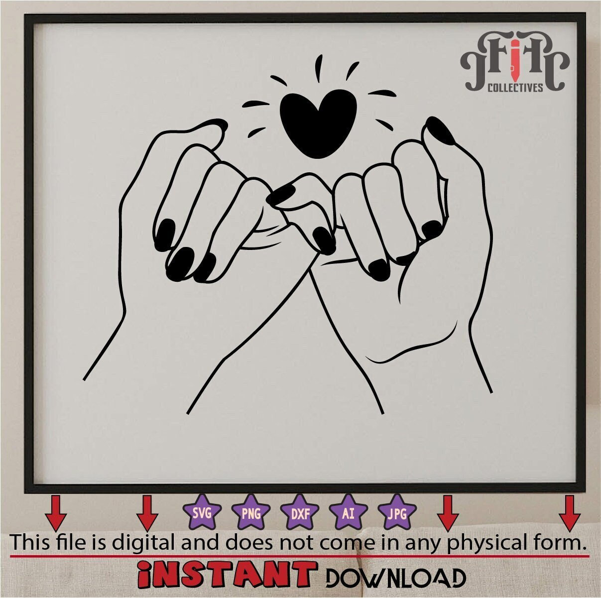 Pinky Promise Svg, Pinky Promise Cut File, Couple Hands Svg, Friendship Svg, Wedding, Best Friend, Love Svg, Bestie Svg, Vector, Stencil.