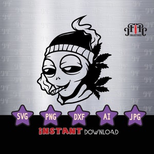 Alien rauchendes Weed svg, Alien rauchendes Cannabis svg, Weed Alieng svg, Marihuana svg, Cannabis Shirt, Cannabis Alien Clipart