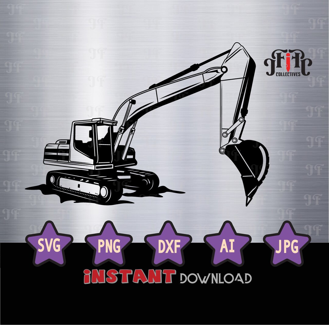 Excavator Svg Excavator Clipart Excavator Cutfile Excavator Png Heavy