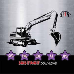 Excavator svg | Excavator Clipart | Excavator Cutfile | Excavator png | Heavy Equipment svg | Construction Monogram dxf | Excavator Stencil
