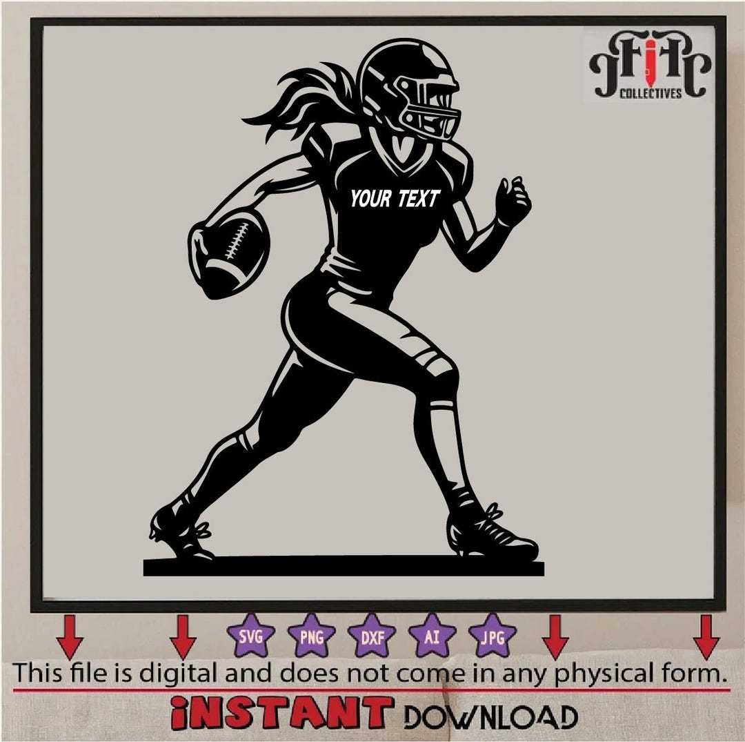 Dynamic Girl Rugby Player SVG - Side View Action, Elegant Rugby Girl ...