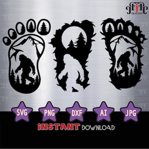 Three Bigfoot SVG | Big ,Foot SVG | Wild Monster Svg | Big Foot Svg Cut Files for Cricut | Png Jpg Dxf Eps