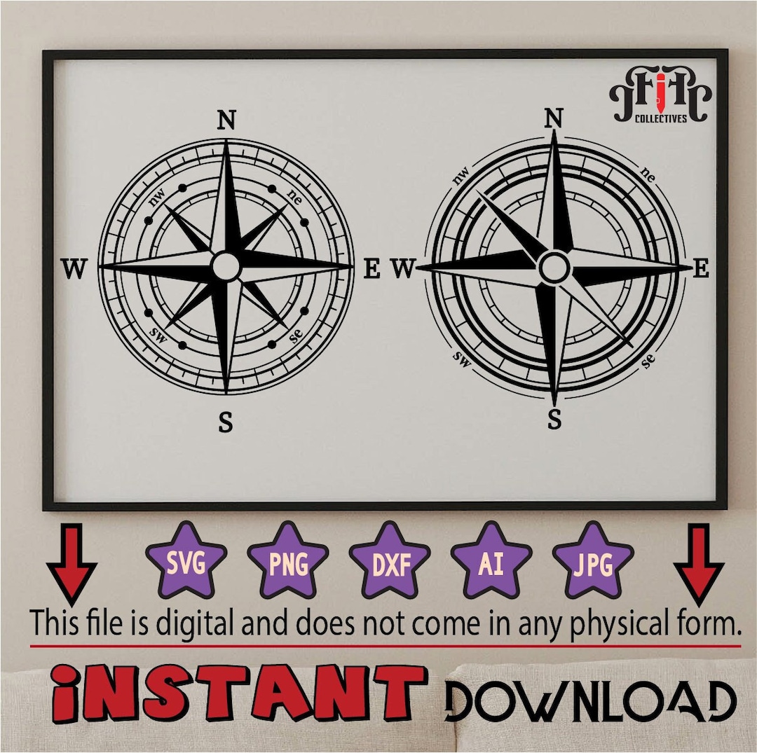 Compass, Compass SVG, Compass Rose SVG, Nautical Compass SVG, Svg, Dxf ...