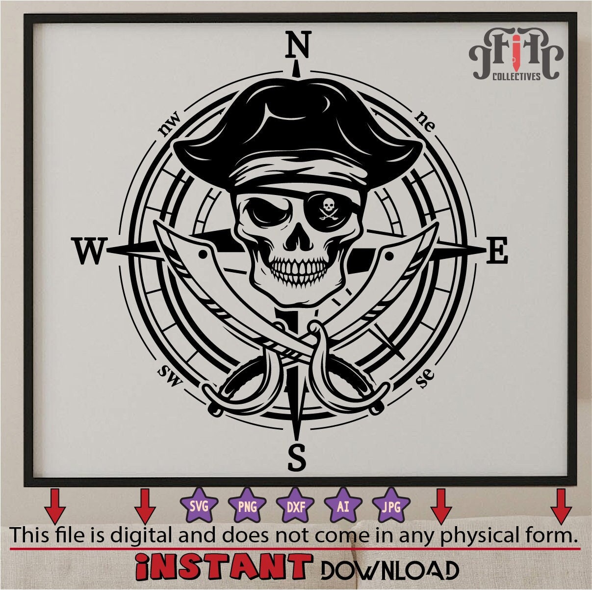 Pirate Compass SVG | Skull Compass Svg | Nautical SVG | Piracy SVG ...