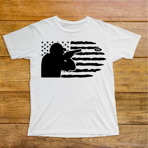 Trap Shooting Clay Pigeon American Flag Distressed T-Shirt Trap Shooting Clay Pigeon American Flag Distressed T-Shirt
