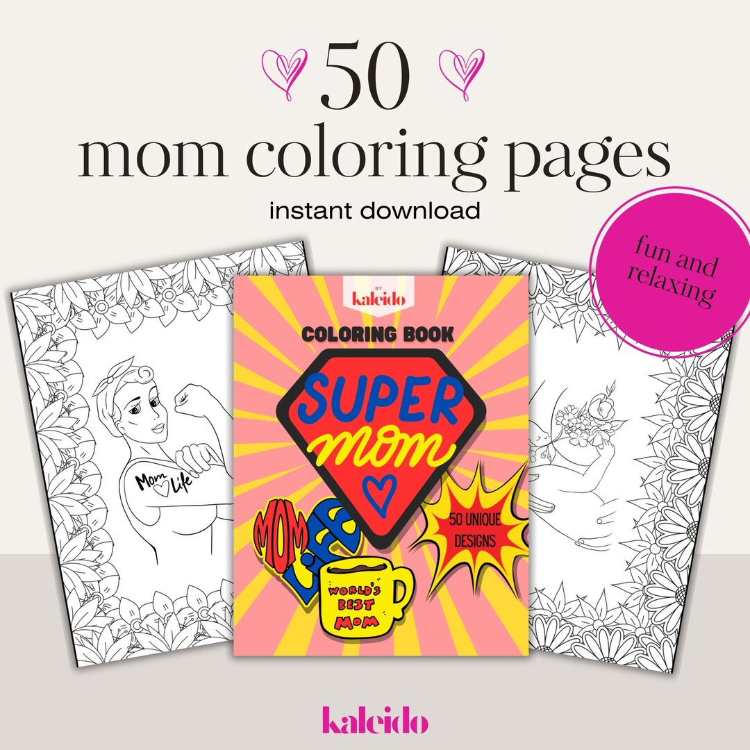 50 Coloring Pages for Moms Mom Coloring Book Adult - Etsy