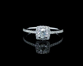 18K White Gold Round Diamond Engagement ring, 0.660 CT HI/VS Diamond Wedding ring, Anniversary Gift for her.