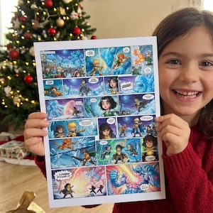 Сhristmas gift: personalized comic commission (the legendaries), digital download. Custom Comic Page, Your Child Saves Christmas  EN,FR