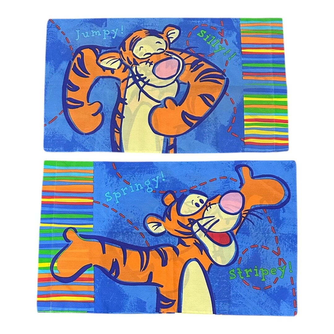 Vintage Set of Springs Disney Tigger Pillowcases Springy Silly Stripey ...