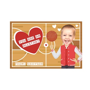Foto personalizada Baloncesto San Valentín, San Valentín imprimible, Tarjetas de San Valentín, Personalizado, PhotoCard