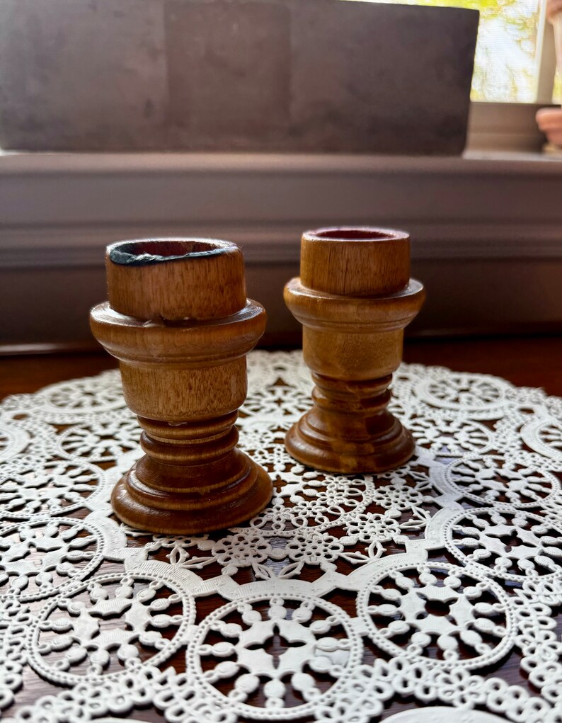 Set of 2 Vintage Boho Wood Candle Holders 3” - Etsy