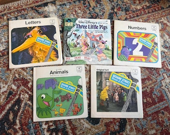 Set di 5 dischi in vinile e libro di Carry di Sesame Street (1970).