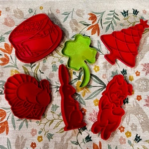 Vintage Tupperware Cookie Press Cutters Set of 6 - Holiday cookie cutters