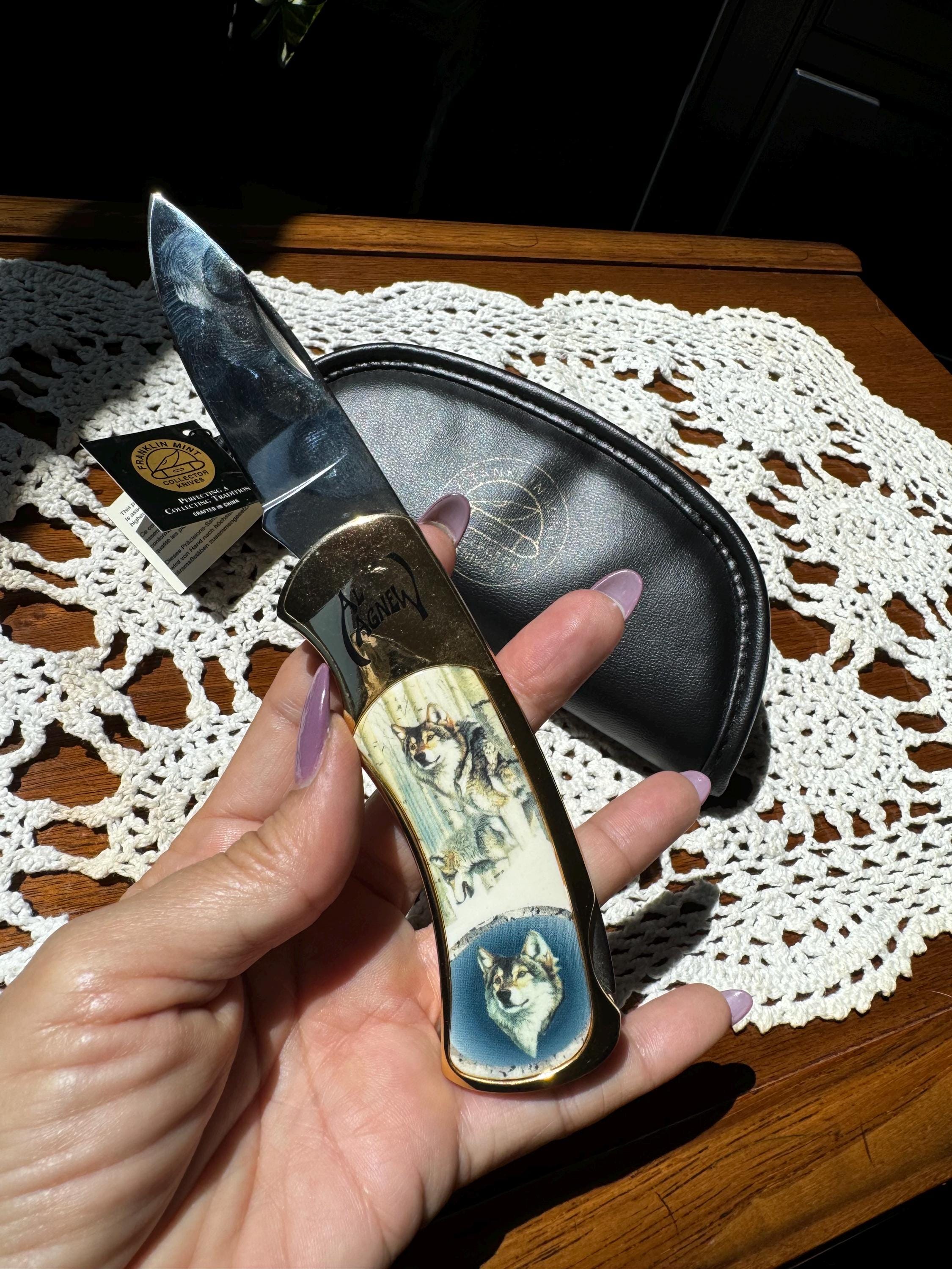 フランクリンミント　バイキングナイフ　模造刀 インテリア ケース入りナイフ 剣 Franklin Mint Collector Knives Al Agnew Wolf Collectors Knife With