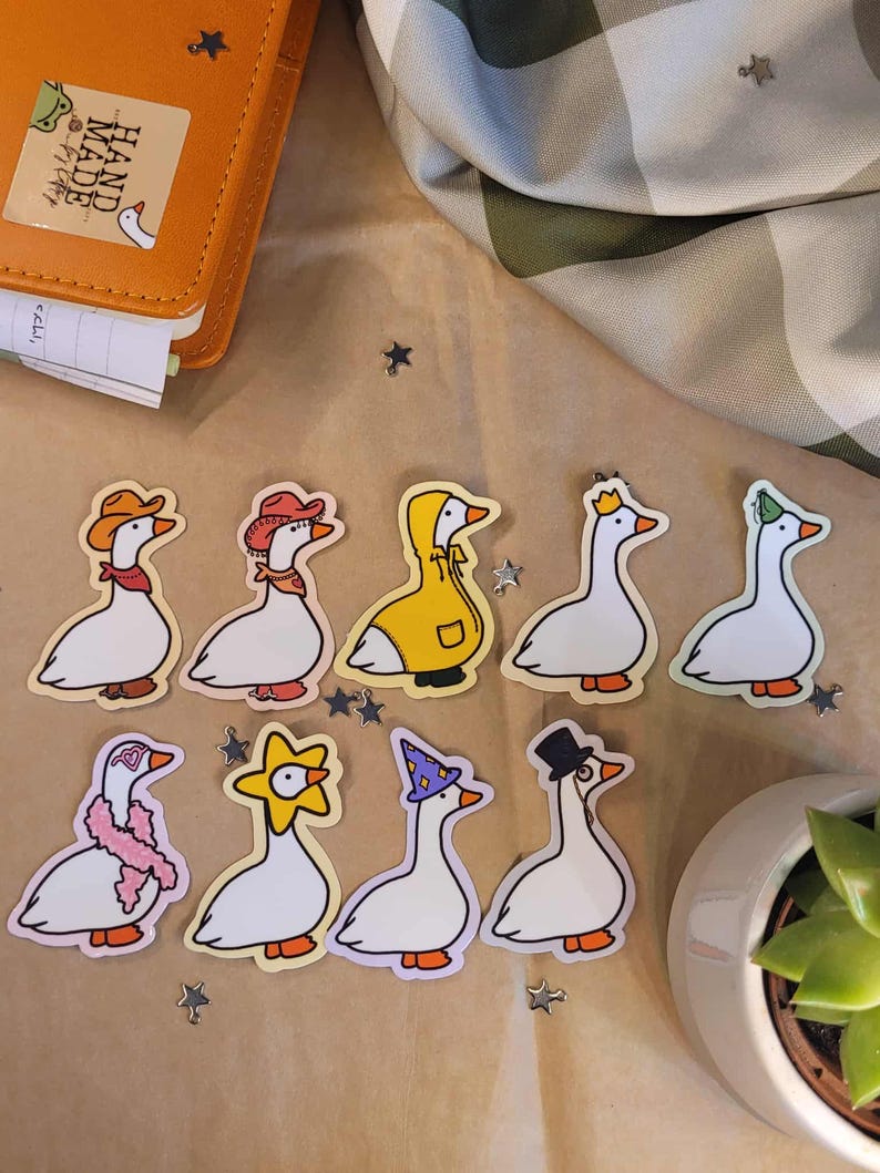 Sticker Printable Goose Goose Stickers | Handmade Art, Cute Whimsical Animal Sticker, Decal ...