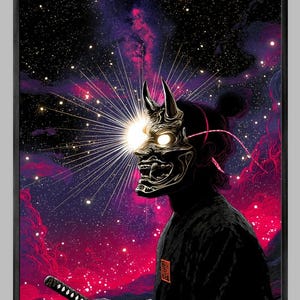 Lámina artística premium de Demon Oni: decoración de pared de mitología japonesa, fantasía oscura y póster de anime de demonios.