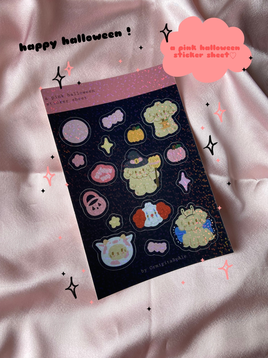 A Pink Halloween Sticker Sheet - Etsy