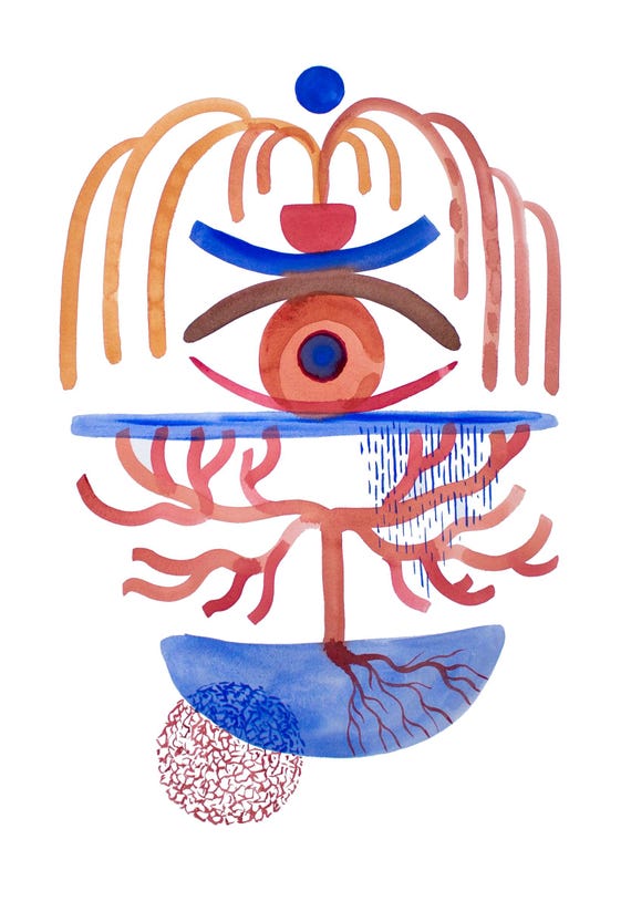 Watercolor abstract original painting