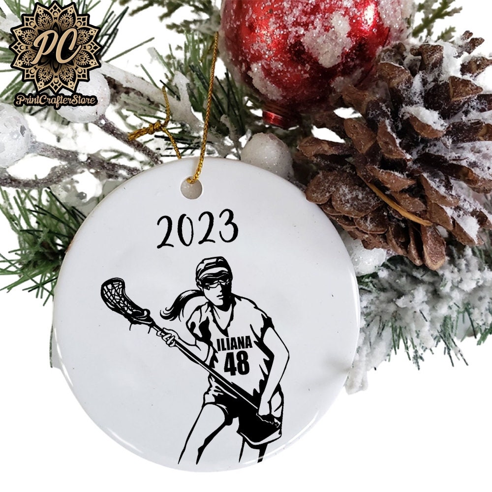 Personalized American Women Lacrosse Ornament, American Lacrosse Player