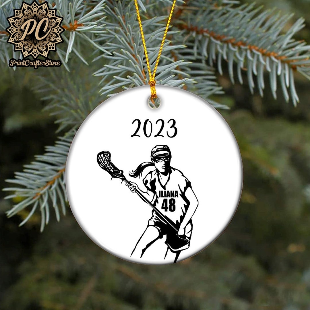 Personalized American Women Lacrosse Ornament, American Lacrosse Player